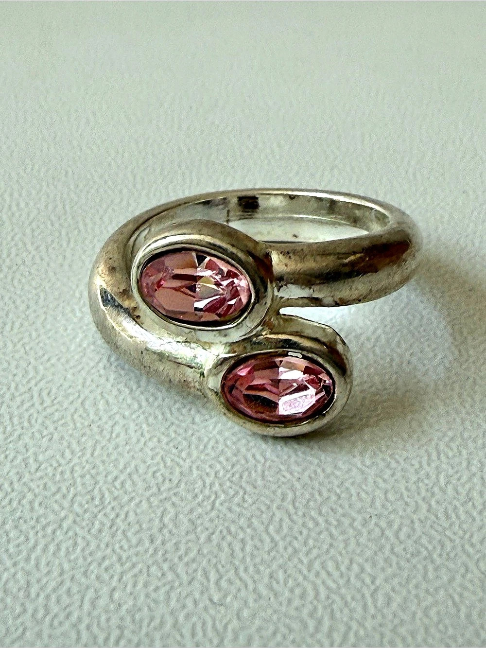 Pink Stone Silver-Tone Ring